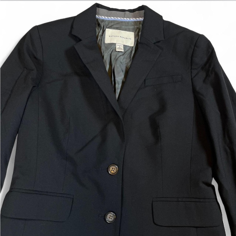 Banana Republic Women’s Size 4 Black Wool Blend Blazer Career Workwear Stretch